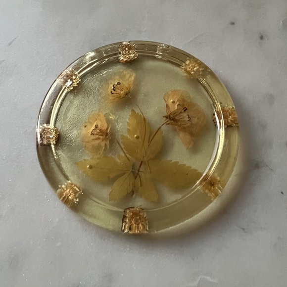 Vintage Lucite pressed dried Flowers coasters set of 5 - Picture 4 of 8